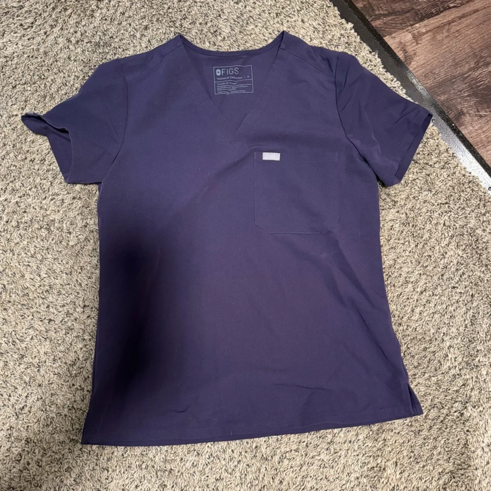 Figs Purple Jam Catarina one pocket top size small - Picture 2 of 3